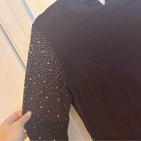 Loft Deep Burgundy Beaded Tie Back Sweater Women’s Size Medium - Picture 5 of 5